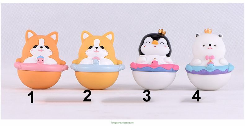 1Pc Cute Miniature Figurines Cartoon Animals Penguin Bear Resin Craft Fairy Garden Ornaments Desk Home Decoration Accessories