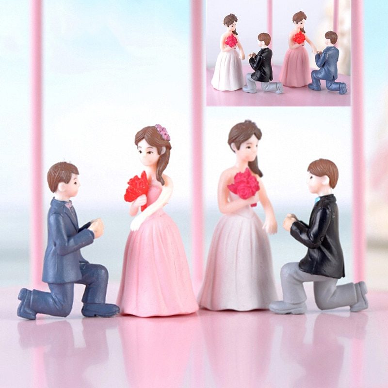 Propose Marriage Lover Figurines Wedding Doll Miniatures Couple Models Diy Pvc Craft Ornament Garden Decoration