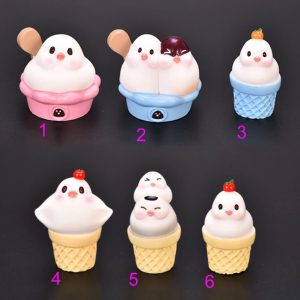 1Pc Plastic Mini Bird Chick Ice Cream Cone Model Figurine Table Ornament Garden Micro Landscape Decoration Crafts