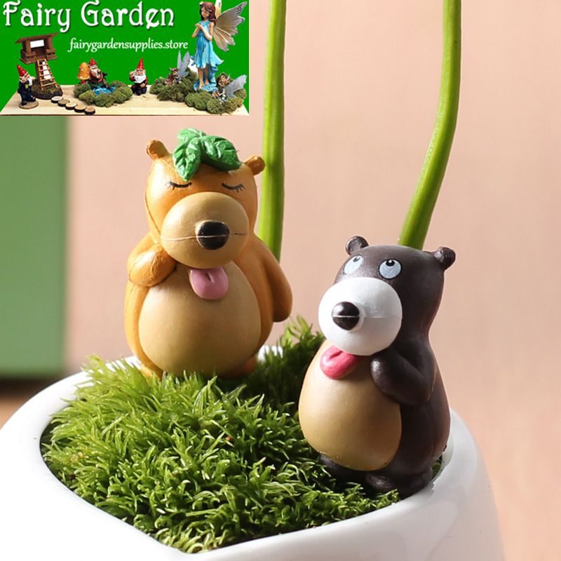 Moss Fairy Garden Micro Landscape Miniature Garden Fairy Garden Ornament Small Spit Tongue Small Bears Diyassemble Small Fairy Garden Decoration Fairy Garden Accessories Toys