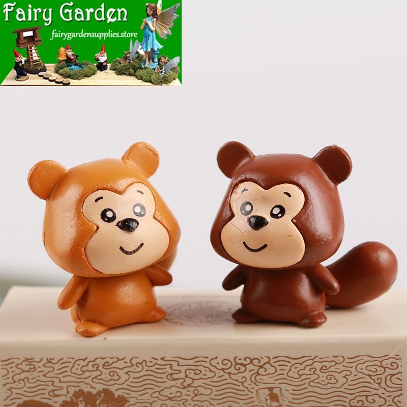 Moss Fairy Garden Animals Micro Landscape Pot Bonsai Miniature Garden Ornament Lovely Big Tail Squirrels Diy Assemble Toys Terrariums Fairy Garden Decoration Wholesale Fairy Garden Accessories
