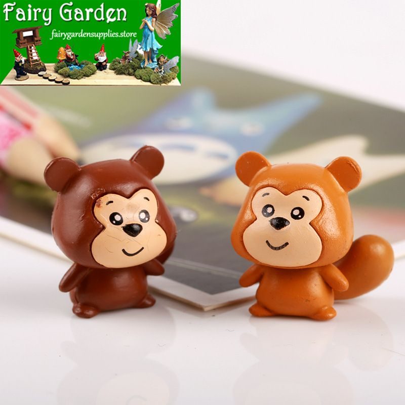 Moss Fairy Garden Animals Micro Landscape Pot Bonsai Miniature Garden Ornament Lovely Big Tail Squirrels Diy Assemble Toys Terrariums Fairy Garden Decoration Wholesale Fairy Garden Accessories