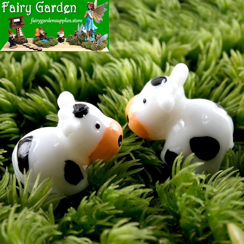 Mini Fairy Garden Cattle Micro Landscape Miniature Garden Pot Bonsai Fairy Garden Ornament Small Cow Doll Combination Diy Assemble Resin Terrariums Fairy Garden Decoration Wholesale Fairy Garden Accessories Supplies