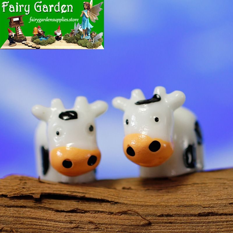 Mini Fairy Garden Cattle Micro Landscape Miniature Garden Pot Bonsai Fairy Garden Ornament Small Cow Doll Combination Diy Assemble Resin Terrariums Fairy Garden Decoration Wholesale Fairy Garden Accessories Supplies