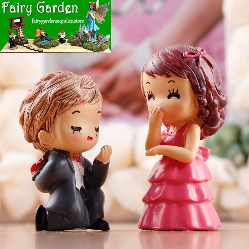 Lovers Fairy Garden Decoration Fairy Garden Accessories Wedding Propose Moss Fairy Garden Micro Landscape Miniature Garden Resin Fairy Garden Decoration Fairy Garden Accessories Bride And Groom Small Fairy Garden Decoration Fairy Garden Accessories