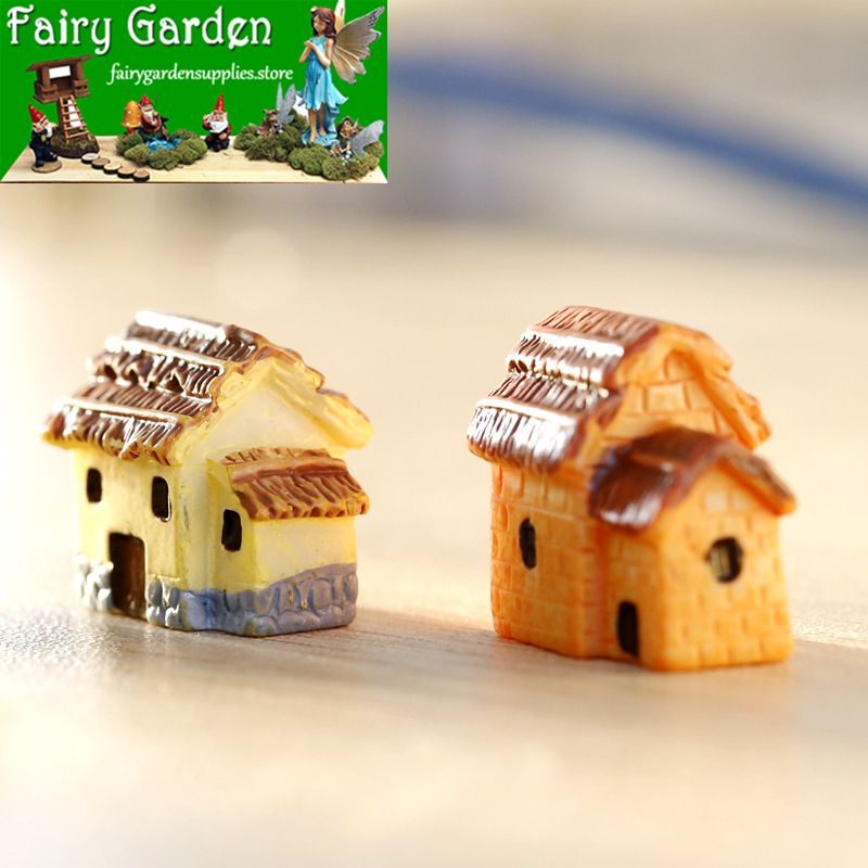 Mini Fairy Garden Thatched Cottage Pot Bonsai Micro Landscape Terrariums Miniature Garden Fairy Garden Ornament Small Villa House Model Diy Assemble Fairy Garden Decoration Fairy Garden Accessories