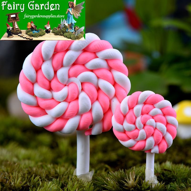 Mini Resin Lollipop Terrariums Fairy Garden Accessories Micro Landscape Miniature Garden Fairy Garden Ornament Lovely Lollipop Diy Assemble Fairy Garden Decoration Fairy Garden Toys