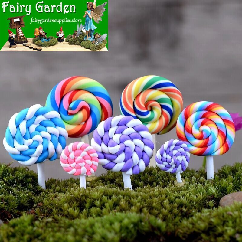 Mini Resin Lollipop Terrariums Fairy Garden Accessories Micro Landscape Miniature Garden Fairy Garden Ornament Lovely Lollipop Diy Assemble Fairy Garden Decoration Fairy Garden Toys