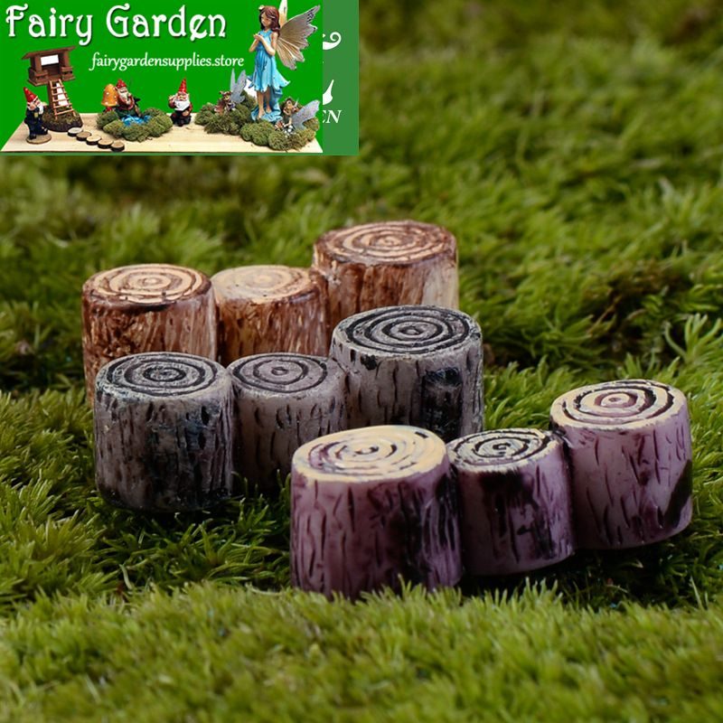 Kits Wood Pile Pier Stub Pier Small Bridge Mini Fairy Garden Accessories Supplies Micro Landscape Miniature Garden Pot Bonsai Fairy Garden Decoration Resin Arts And Crafts Room Decor Resin Stump