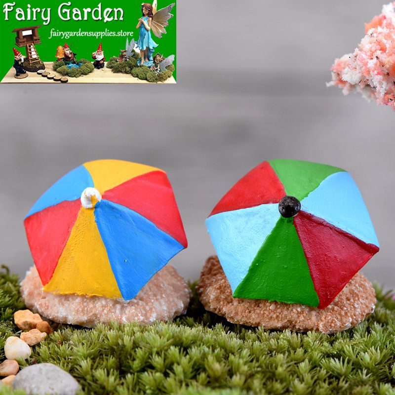 Mini Fairy Garden Accessories Pot Bonsai Micro Landscape Terrariums Miniature Garden Fairy Garden Ornament Resin Beach Umbrella Diy Assemble Fairy Garden Decoration Fairy Garden Toys Wholesale Supply