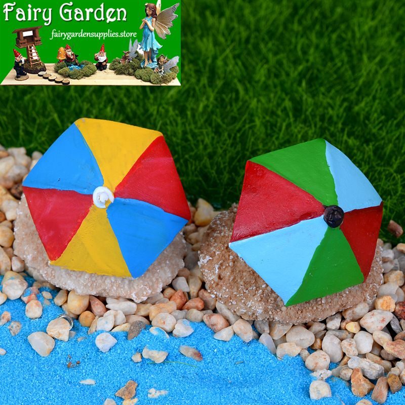 Mini Fairy Garden Accessories Pot Bonsai Micro Landscape Terrariums Miniature Garden Fairy Garden Ornament Resin Beach Umbrella Diy Assemble Fairy Garden Decoration Fairy Garden Toys Wholesale Supply