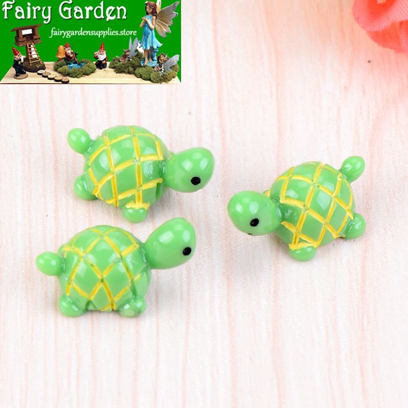 Cute Mini Fairy Garden Tortoise Micro Landscape Animals Miniature Garden Ecology Bottle Green Small Tortoise Doll Figurine Diy Landscaping Essential Moss Terrarium House Home Desktop Succulents Decor