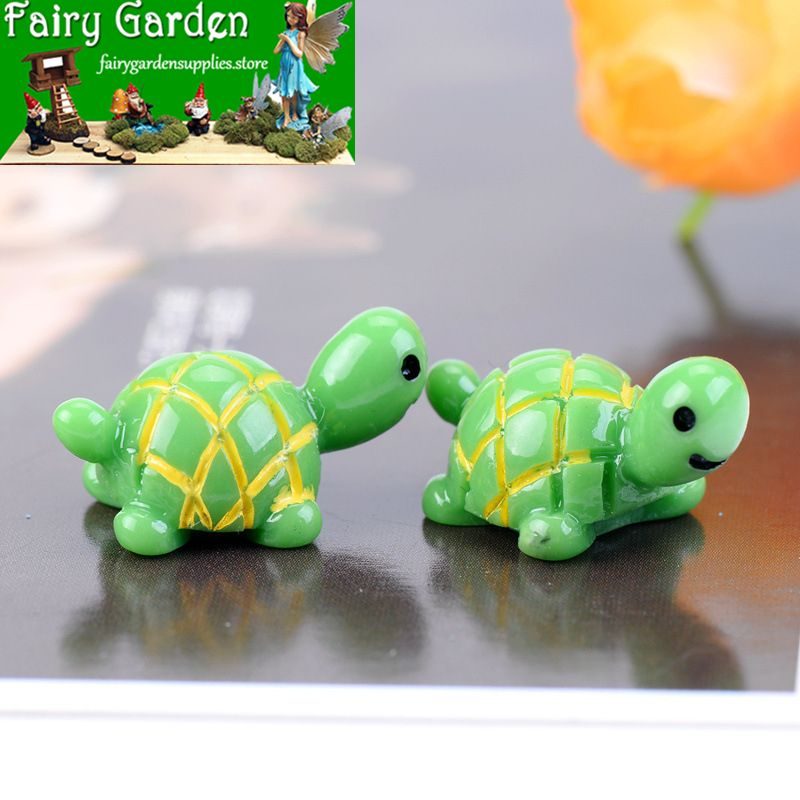 Cute Mini Fairy Garden Tortoise Micro Landscape Animals Miniature Garden Ecology Bottle Green Small Tortoise Doll Figurine Diy Landscaping Essential Moss Terrarium House Home Desktop Succulents Decor