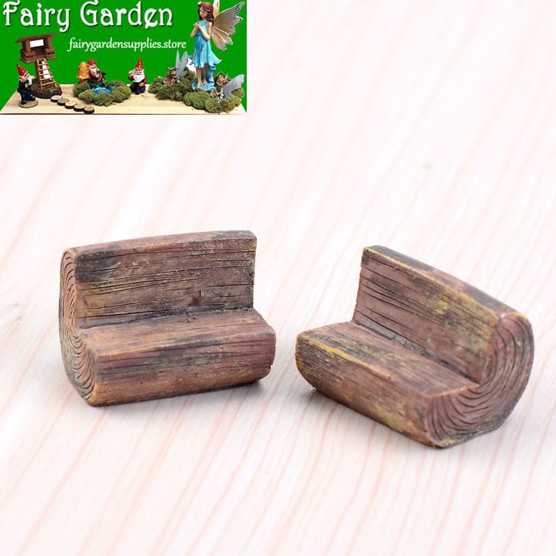Zakka Terrariums Fairy Garden Decoration Log Stool Pot Bonsai Fairy Garden Accessories Stool Park Chairs Resin Arts And Crafts