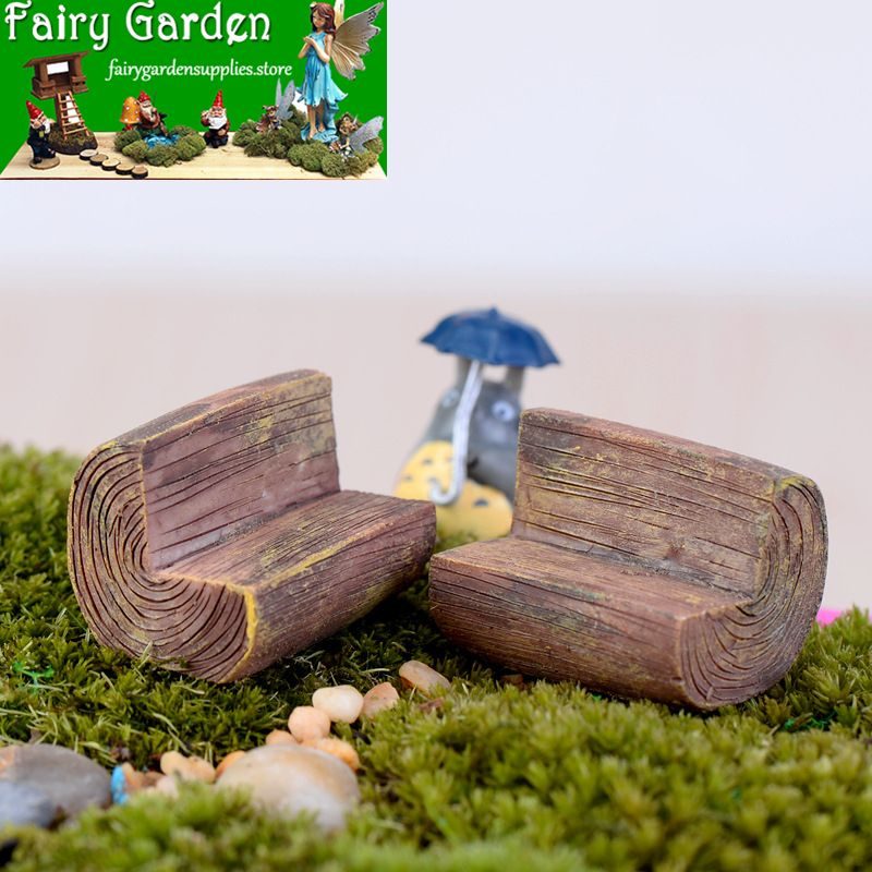 Zakka Terrariums Fairy Garden Decoration Log Stool Pot Bonsai Fairy Garden Accessories Stool Park Chairs Resin Arts And Crafts
