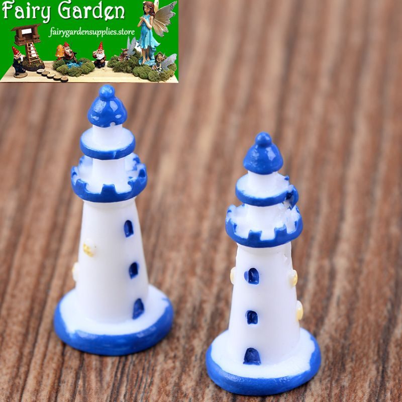 Scenery Decorate Fairy Garden Decoration Fairy Garden Accessories Mediterranean Sea Wind White Blue Lighting Pagoda Manual Aquarium Fairy Garden Decoration Fairy Garden Accessories