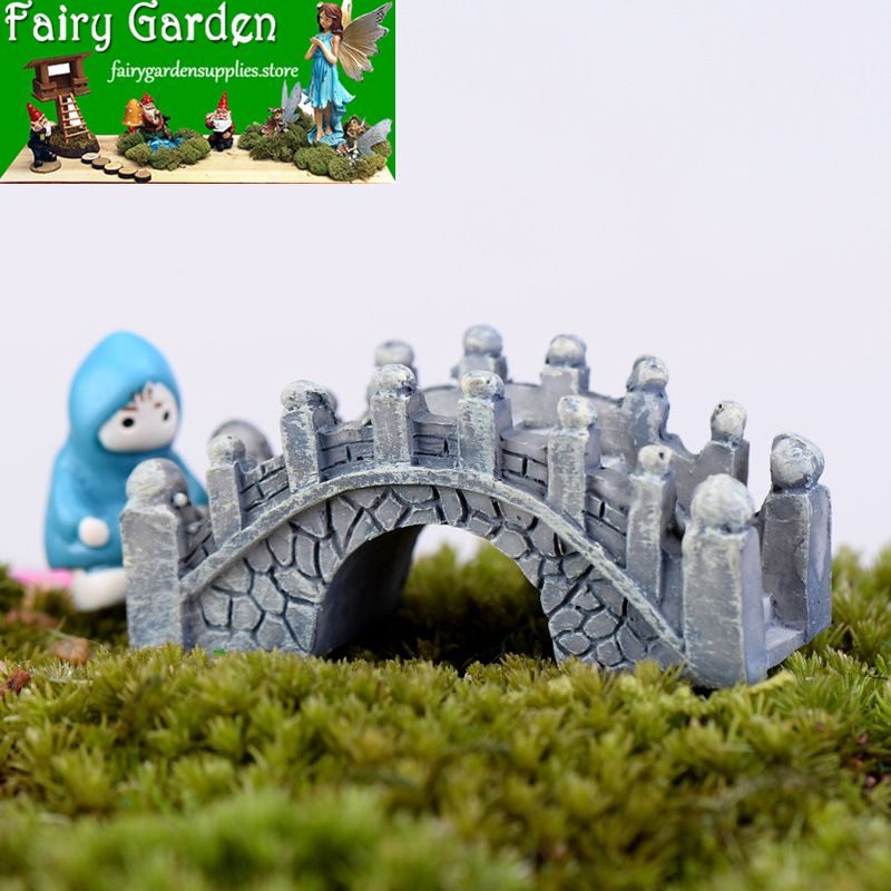 Miniature Fairy Garden Bridge Decoration Indoor Terrariums Fairy Garden Accessories Resin Palace Style Small Bridge Original Craftwork Aquarium Bonsai Decorate