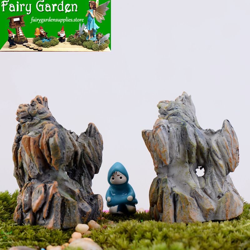Moss Fairy Garden Rockery Resin Mountain Micro Landscape Miniature Garden Ecology Bottle Gardens Rockery Desktop Fleshy Pot Decorate