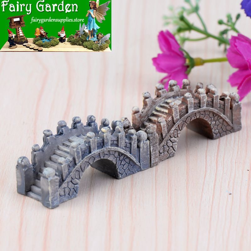 Miniature Fairy Garden Bridge Decoration Indoor Terrariums Fairy Garden Accessories Resin Palace Style Small Bridge Original Craftwork Aquarium Bonsai Decorate