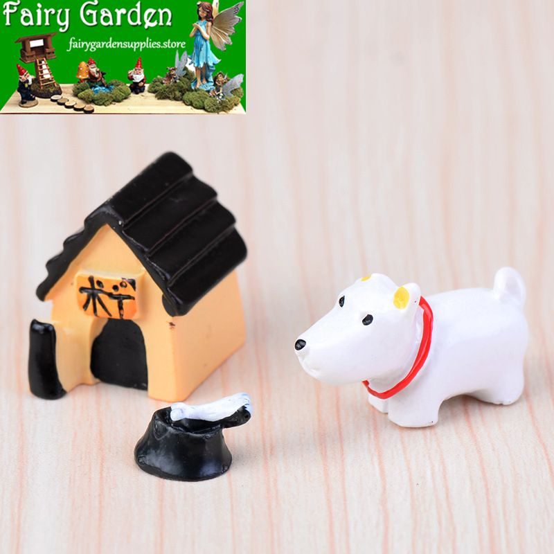 Small Dog Small Pig Cartoon Animal Three-piece Doll Original Fairy Garden Micro Landscape Miniature Garden Small Fairy Garden Decoration Fairy Garden Accessories Resin Arts And Crafts