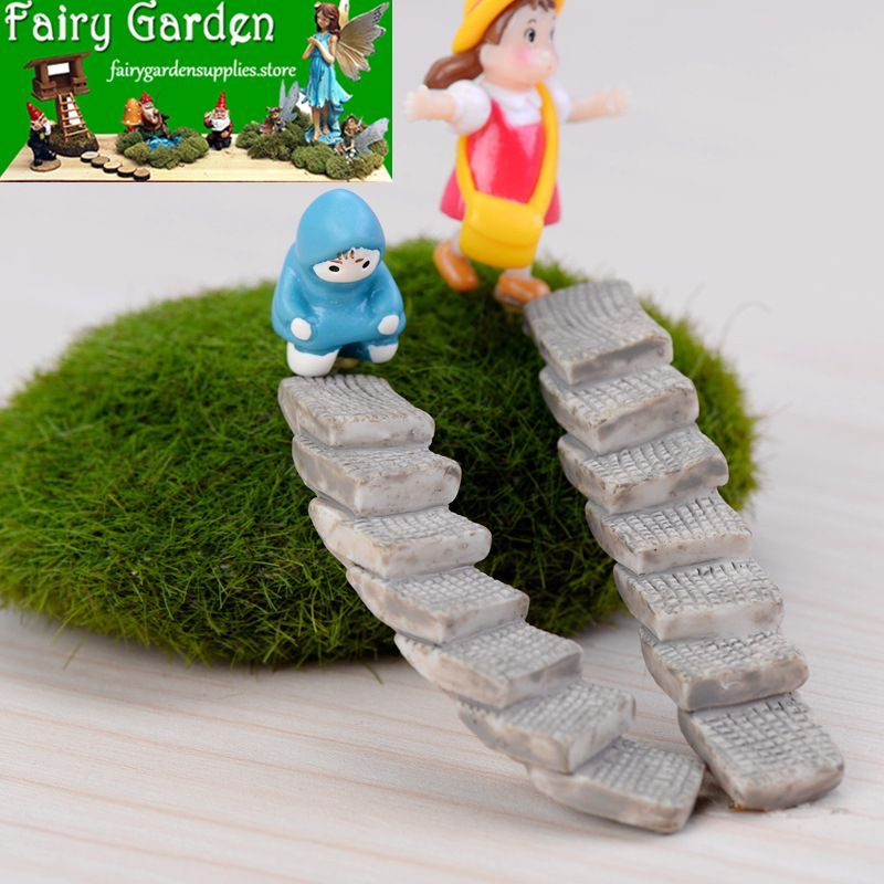Terrariums Fairy Garden Stone Steps Emulational Stairs Bonsai Bend Small Road Ladder Aisle Diy Craft Resin Fairy Garden Decoration Fairy Garden Accessories