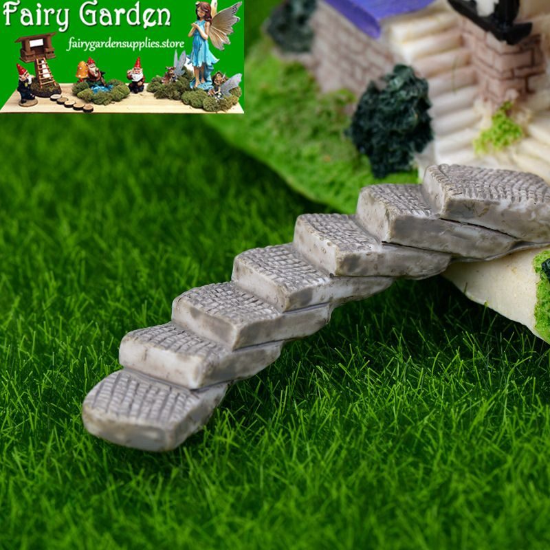 Terrariums Fairy Garden Stone Steps Emulational Stairs Bonsai Bend Small Road Ladder Aisle Diy Craft Resin Fairy Garden Decoration Fairy Garden Accessories