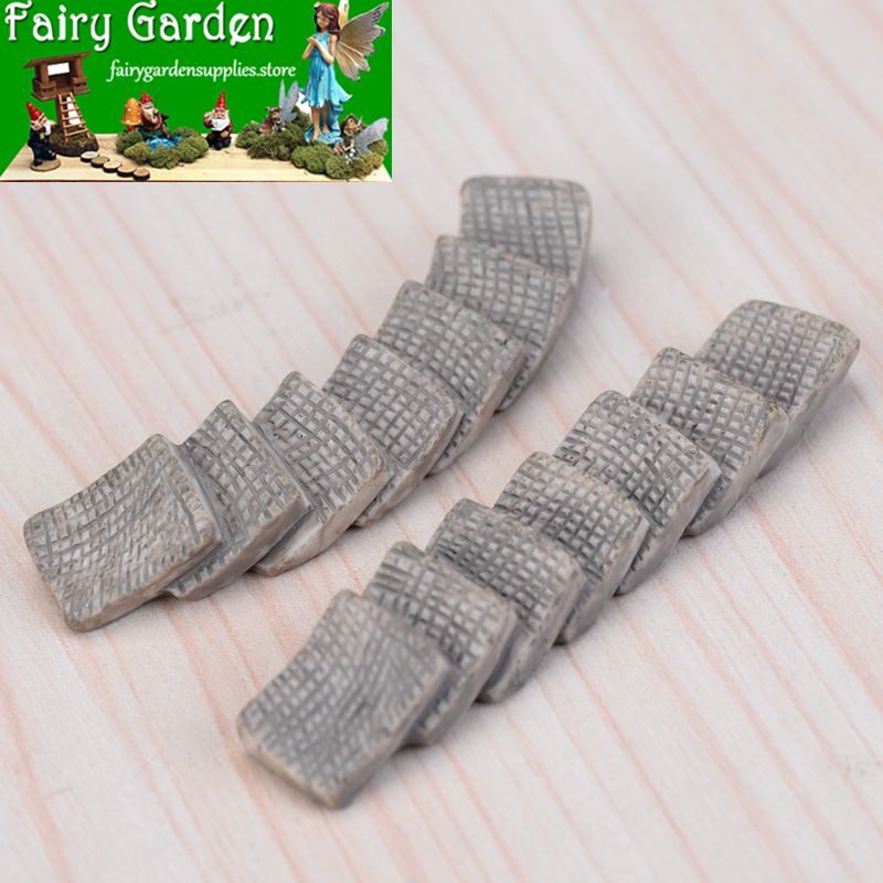 Terrariums Fairy Garden Stone Steps Emulational Stairs Bonsai Bend Small Road Ladder Aisle Diy Craft Resin Fairy Garden Decoration Fairy Garden Accessories