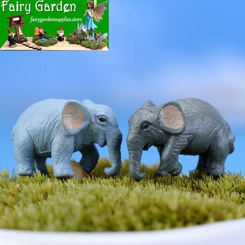 Wholesale Fairy Garden Accessories Supplies Resin Animals Micro Landscape Miniature Garden Decorate Pot Bonsai Fairy Garden Decoration Terrariums Fairy Garden Kits Comic Cartoon Emulational Elephant Doll Toy Figurine Kids Gift