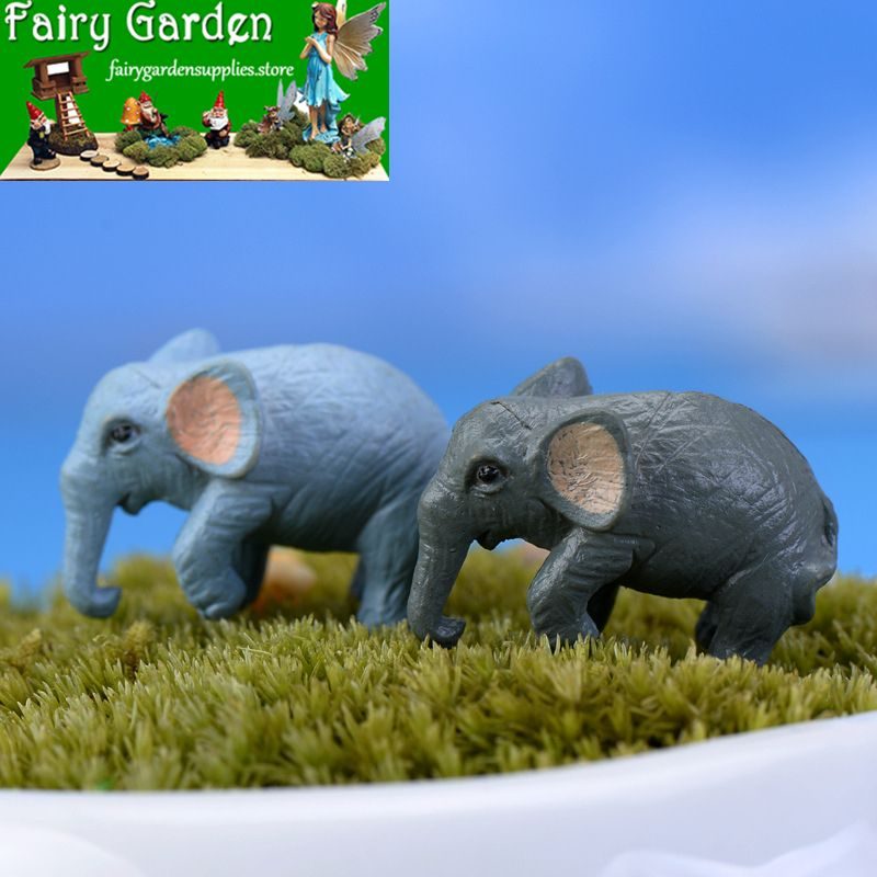 Wholesale Fairy Garden Accessories Supplies Resin Animals Micro Landscape Miniature Garden Decorate Pot Bonsai Fairy Garden Decoration Terrariums Fairy Garden Kits Comic Cartoon Emulational Elephant Doll Toy Figurine Kids Gift