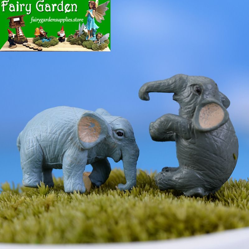 Wholesale Fairy Garden Accessories Supplies Resin Animals Micro Landscape Miniature Garden Decorate Pot Bonsai Fairy Garden Decoration Terrariums Fairy Garden Kits Comic Cartoon Emulational Elephant Doll Toy Figurine Kids Gift