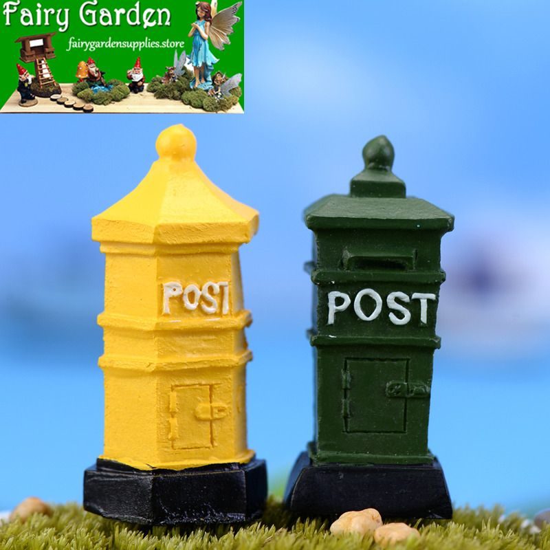 Mini Fairy Garden Accessories Supplies Micro Landscape Miniature Garden Resin Pot Bonsai Fairy Garden Decoration Terrarium Fairy Garden Accessories Retro Mailbox Small Resin Mailbox