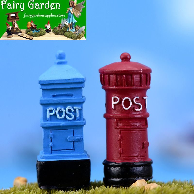 Mini Fairy Garden Accessories Supplies Micro Landscape Miniature Garden Resin Pot Bonsai Fairy Garden Decoration Terrarium Fairy Garden Accessories Retro Mailbox Small Resin Mailbox