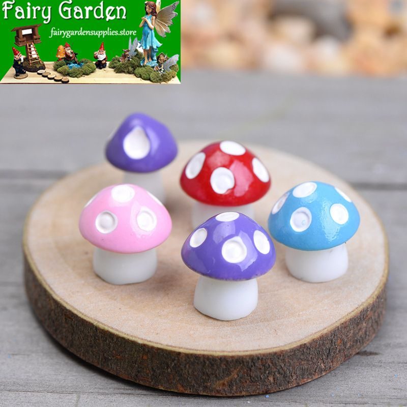 Bonsai Mushrooms Terrarium Artificial Plants Figurines Fairy Garden Accessories Miniatures Party Garden Mini Mushroom Garden Ornament Resin Crafts Decorations