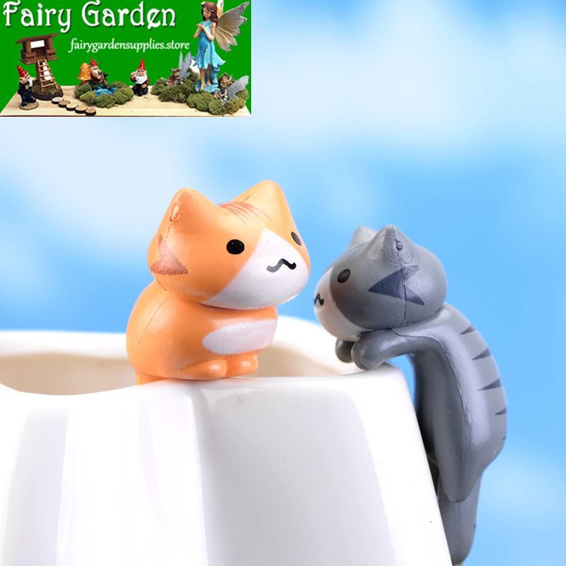Mini Fairy Garden Cat Micro Landscape Miniature Garden Fairy Garden Ornament Lucky Cat Diy Assemble Small Pot Bonsai Fairy Garden Decoration Terrariums Fairy Garden Accessories Animal Toys