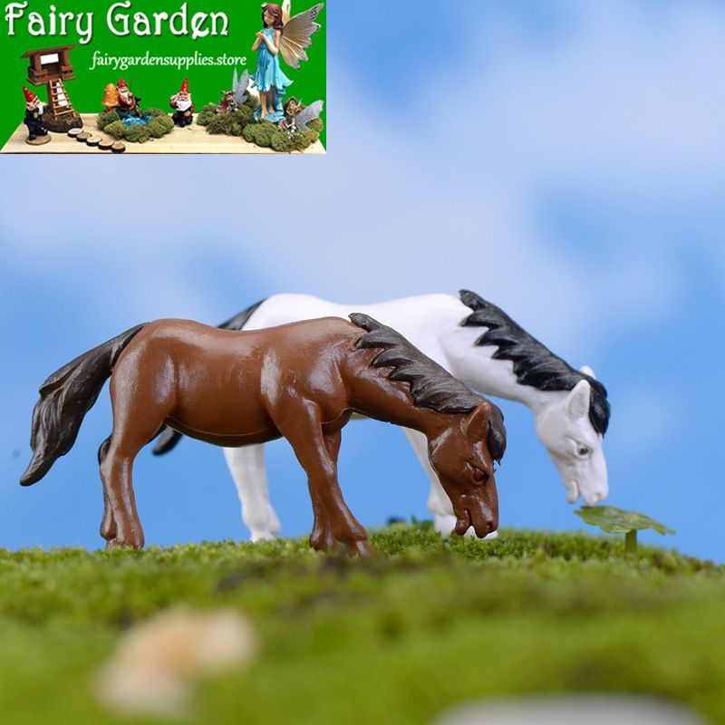 Miniature Fairy Garden Decoration Terrariums Fairy Garden Accessories Bonsai Emulational Mini New Style Horses Small Horse Pvc Doll Toy Figurine Plastic Animal
