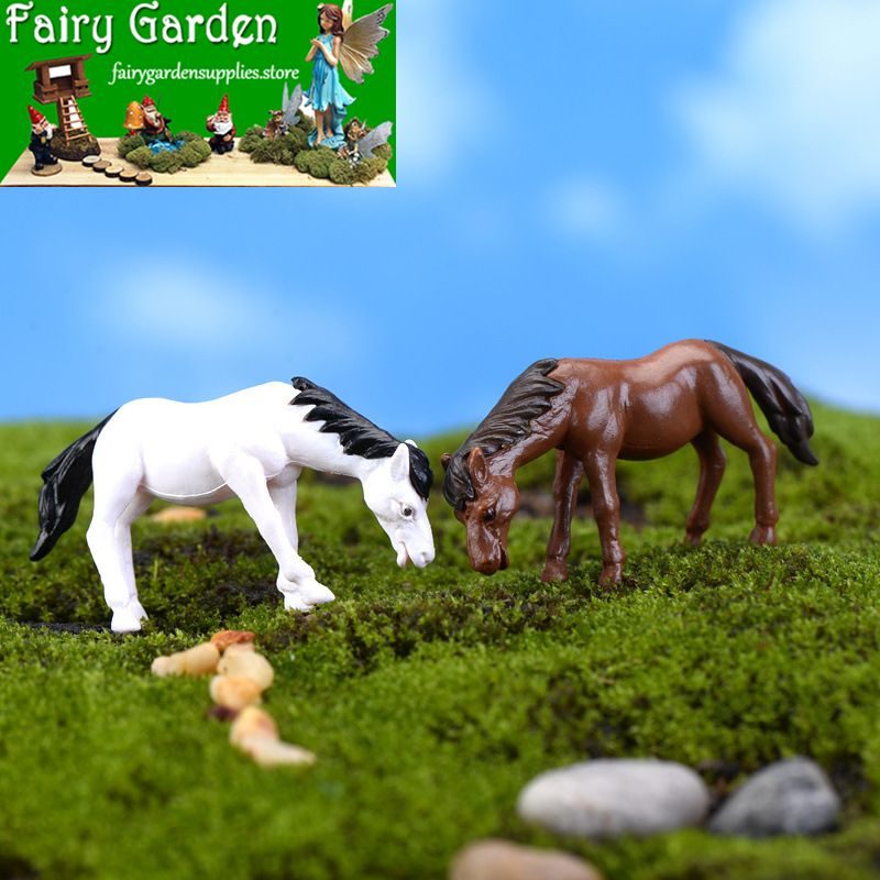 Miniature Fairy Garden Decoration Terrariums Fairy Garden Accessories Bonsai Emulational Mini New Style Horses Small Horse Pvc Doll Toy Figurine Plastic Animal