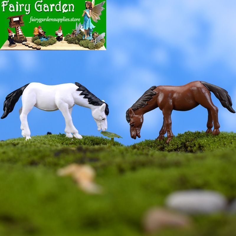 Miniature Fairy Garden Decoration Terrariums Fairy Garden Accessories Bonsai Emulational Mini New Style Horses Small Horse Pvc Doll Toy Figurine Plastic Animal