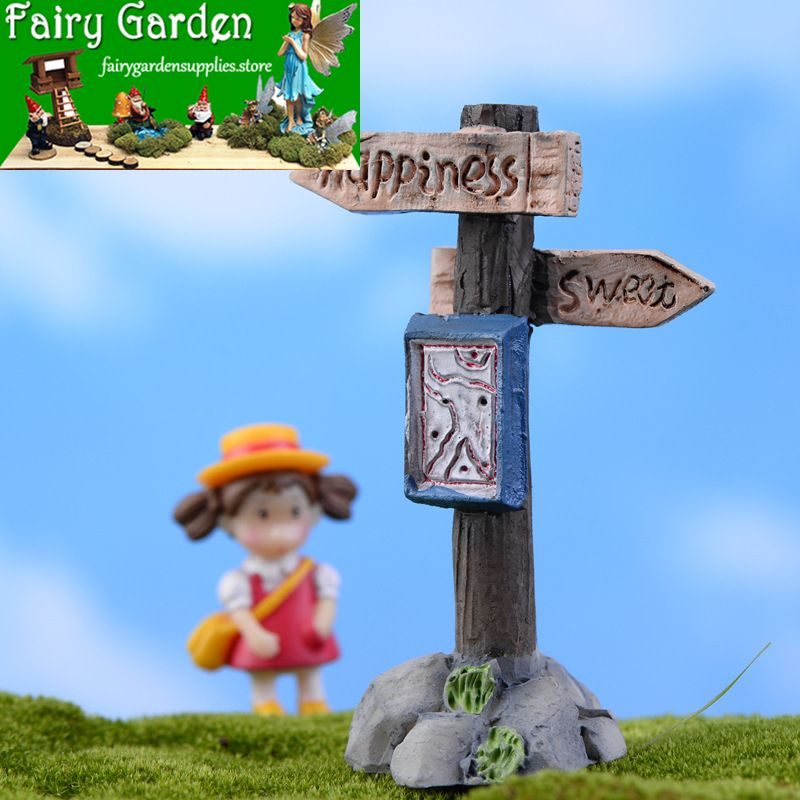 Moss Fairy Garden Micro Landscape Miniature Garden Decorate Fairy Garden Decoration Fairy Garden Accessories Zakkagroceries Emulational Signpost Fleshyflowerpot Accessories