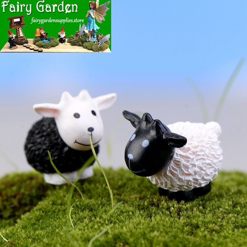 Moss Fairy Garden Micro Landscape Miniature Garden Decorate Fairy Garden Decoration Fairy Garden Accessories Comic Cartoon Lovely Mini Small Sheep Black White Sheep Doll Toy Figurine