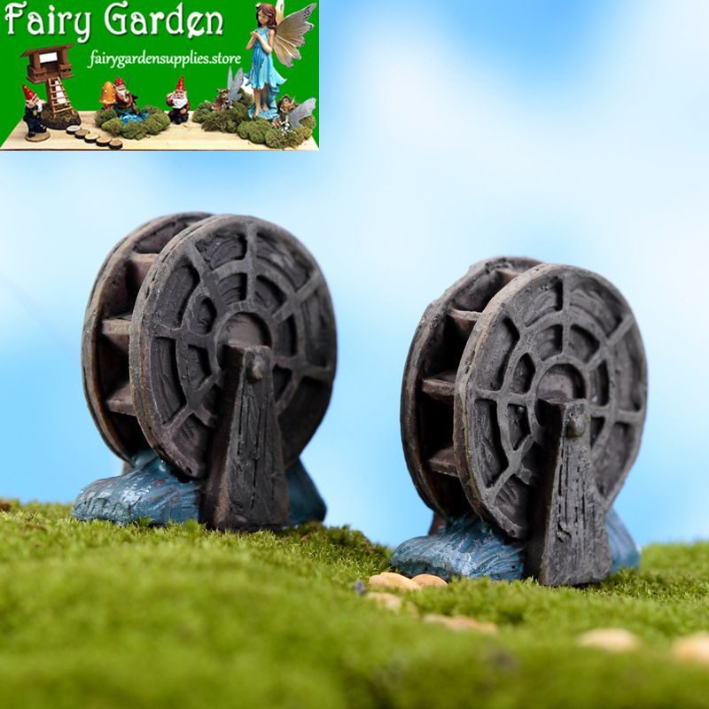 Indoor Mini Fairy Garden Building Terrariums Micro Landscape Pot Bonsai Miniature Garden Container Fairy Garden Decoration Wholesale Fairy Garden Accessories Supplies Nostalgia Edition Mini Waterwheel