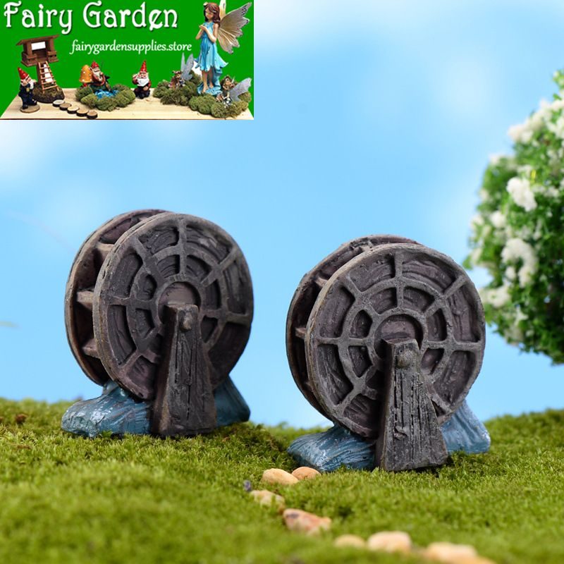 Indoor Mini Fairy Garden Building Terrariums Micro Landscape Pot Bonsai Miniature Garden Container Fairy Garden Decoration Wholesale Fairy Garden Accessories Supplies Nostalgia Edition Mini Waterwheel