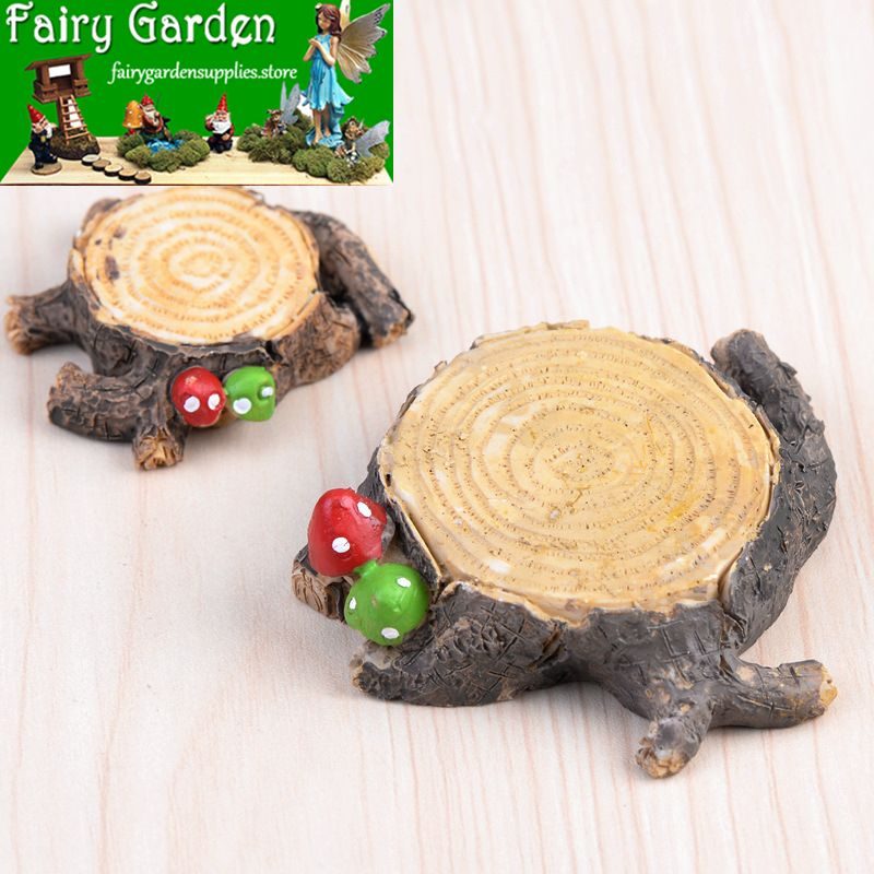 Mini Terrariums Fairy Garden Accessories Artificial Mushroom Tree Stump Bonsai Miniature Fairy Garden Pot Bonsai Home Houses Decoration Mini Craft Micro Landscaping Decor Diy Fairy Garden Ornament Flower Pot Plant Decoration Figurine