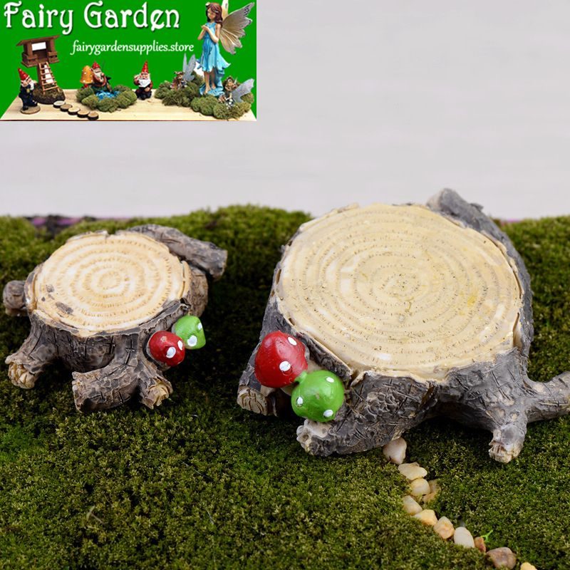 Mini Terrariums Fairy Garden Accessories Artificial Mushroom Tree Stump Bonsai Miniature Fairy Garden Pot Bonsai Home Houses Decoration Mini Craft Micro Landscaping Decor Diy Fairy Garden Ornament Flower Pot Plant Decoration Figurine