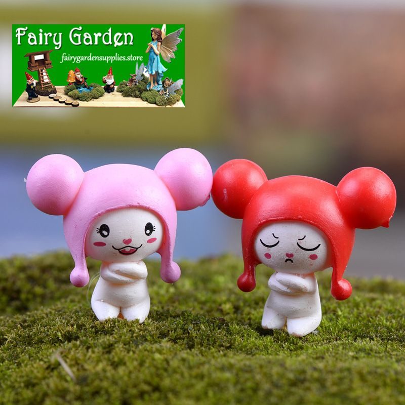 Moss Fairy Garden Micro Landscape Miniature Garden Fairy Garden Ornament Round Ears Doll Doll Diyassemble Toys Fairy Garden Decoration Fairy Garden Accessories