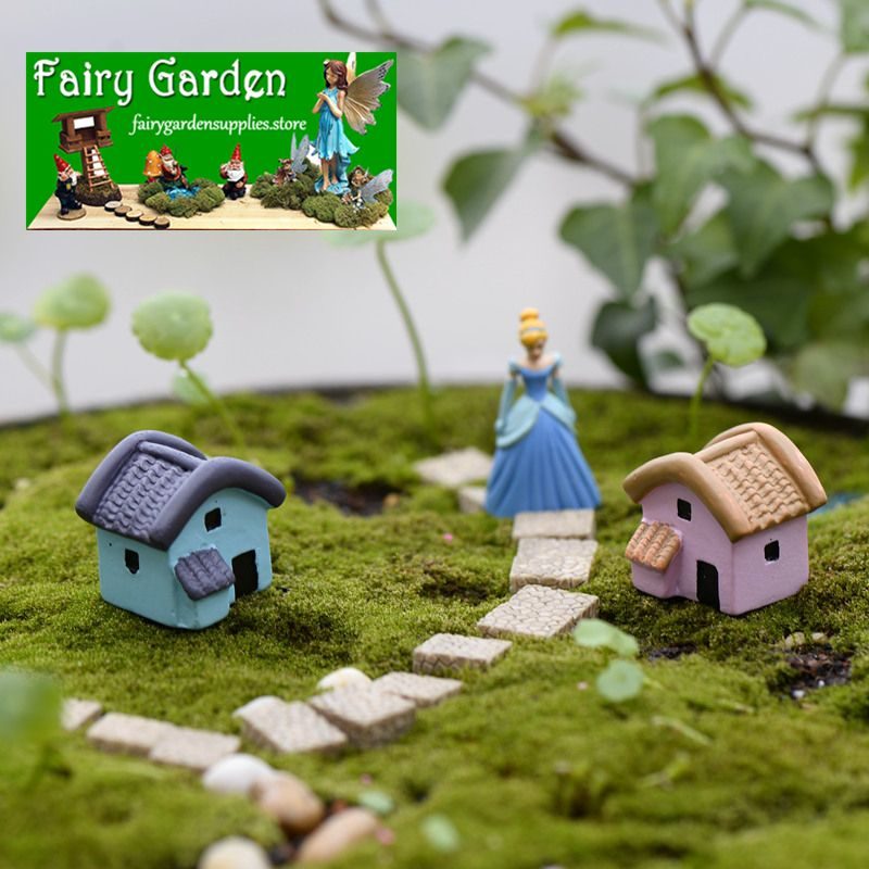Mini Fairy Garden Hut Pot Bonsai Micro Landscape Miniature Garden Material Terrariums Fairy Garden Accessories Pot Decorate Two Color Small House