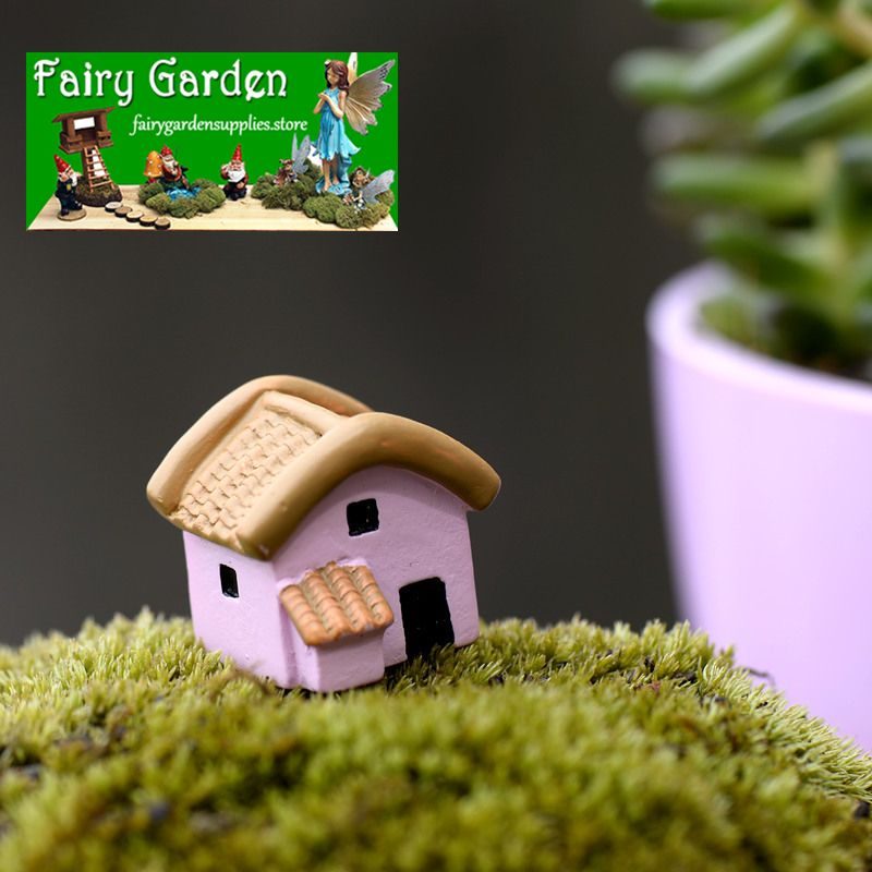 Mini Fairy Garden Hut Pot Bonsai Micro Landscape Miniature Garden Material Terrariums Fairy Garden Accessories Pot Decorate Two Color Small House