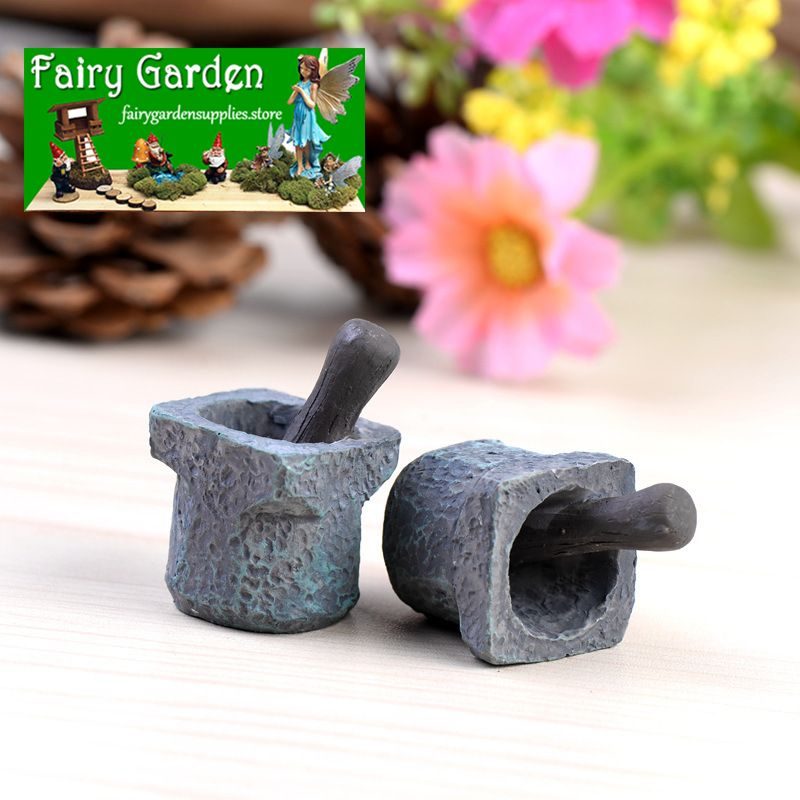Mini Fairy Garden Accessories Resib Mashing Bowl Micro Landscape Miniature Garden Stone Mortar Succulent Plants Pot Bonsai Fairy Garden Decoration Terrariums Fairy Garden Accessories Stone Succulent Plants Diy Material