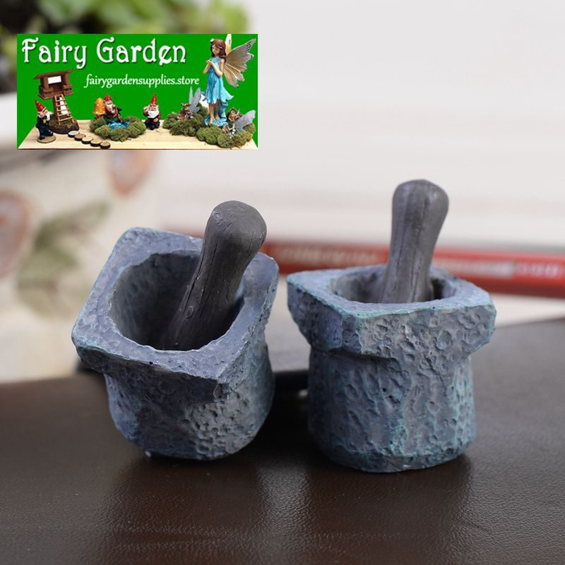 Mini Fairy Garden Accessories Resib Mashing Bowl Micro Landscape Miniature Garden Stone Mortar Succulent Plants Pot Bonsai Fairy Garden Decoration Terrariums Fairy Garden Accessories Stone Succulent Plants Diy Material