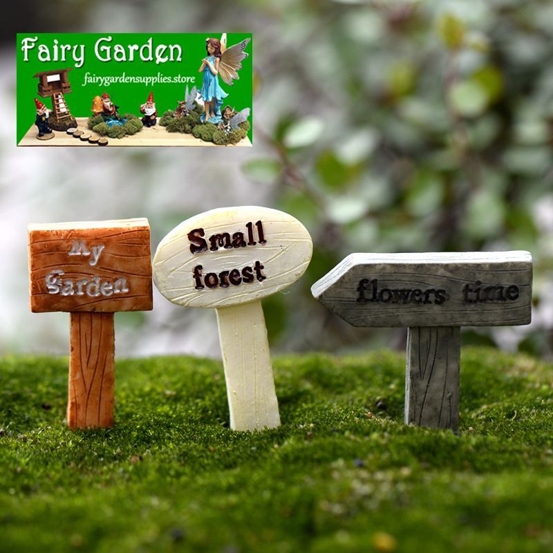Fairy Garden Signpost Miniature Garden Guideboard Fairy Garden Ornament Doll Diy Assemble Toys Plant Pot Terrariums Bonsai Decor Road Signs Fairy Garden Accessories