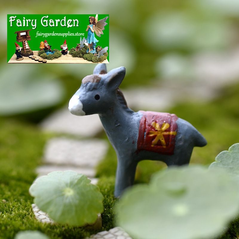 Moss Fairy Garden Animals Model Pot Bonsai Micro Landscape Miniature Garden Decorate Terrariums Fairy Garden Decoration Wholesale Fairy Garden Accessories Supplies Aquarium Landscaping Cartoon Small Donkey Toys